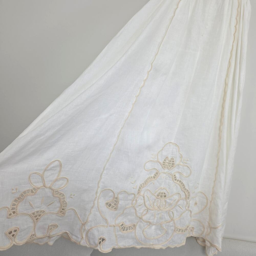 Lovaan Freya Embroidered Linen Midi Dress White Size 4 Nwt — image 6 of 8